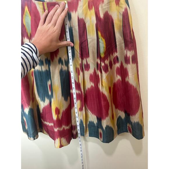 Lauren Ralph Lauren NWT 100% Silk Pleated Skirt Sz 8 Western Aztec Ikat - Picture 5 of 7